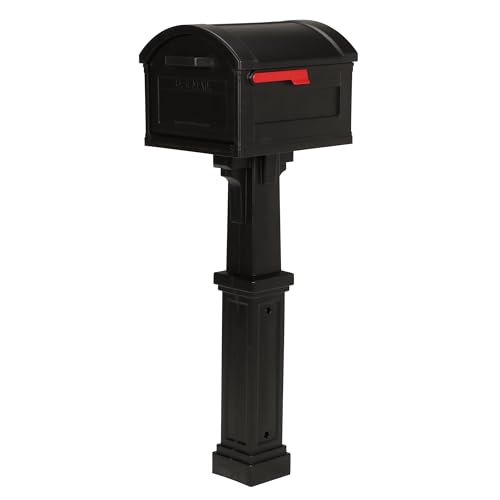 ARCHITECTURAL MAILBOXES Grand Haven Plastic, Mailbox and Post Kit, Black Extra Large
