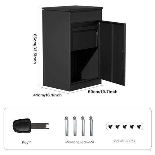 LAYIQDC Package Delivery Boxes for outside,Enlarged 19.7 * 16.1 * 33.5 inches Delivery Box for Packages with Coded Lock,Large Space, Waterproof,Cold-Rolled Steel Drop Box for Porch, Curbside (Small)