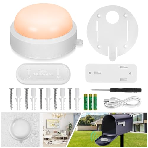 Mailbox Alarm Alert for Delivered Mail - 500ft Wireless Smart Mailbox Alarm Long Range with Led Light and Adjustable Sound Reminders, Mailbox Alert Wireless, Mailboxes for Outside,Mailbox Post
