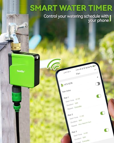 RAINPOINT WiFi Sprinkler Timer, Brass Inlet Smart Hose Timer for Watering, Smart Water Timer for Garden Hose with Hub, APP & Voice Control, Automatic Irrigation System for Lawns and Yard