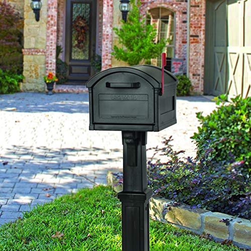 ARCHITECTURAL MAILBOXES Grand Haven Plastic, Mailbox and Post Kit, Black Extra Large