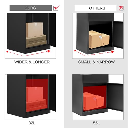 LAYIQDC Package Delivery Boxes for outside,Enlarged 19.7 * 16.1 * 33.5 inches Delivery Box for Packages with Coded Lock,Large Space, Waterproof,Cold-Rolled Steel Drop Box for Porch, Curbside (Small)