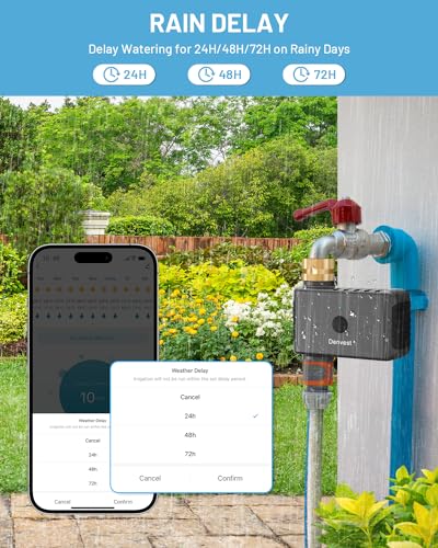 WiFi Sprinkler Timer with Brass Inlet & Outlet, WiFi Water Timer for Garden Hose, Hose Timer with WiFi Hub, APP & Voice Control, Smart Watering Timer for Lawns and Yard Compatible with Alexa Google