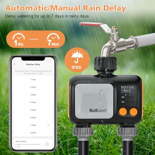 Johgee Smart Sprinkler Timer 2 Zone, WiFi Water Timer for Garden Hose with WiFi Hub, Hose Timers for Watering with Rain Delay, WiFi Irrigation Sprinkler Controller for Garden Lawns, Work with Alexa