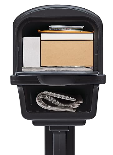 Architectural Mailboxes Gentry Plastic, Dual Access, Mailbox and Post Kit, GGC1B00AM, Black, Large Capacity