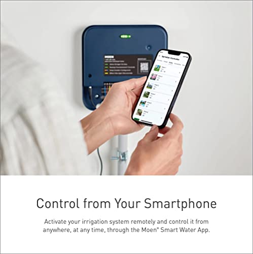 Moen 8-Zone Smart Sprinkler Controller, Wi-Fi Connectible Smart Irrigation System with Automatic Water Timer, WICNT008G1USA