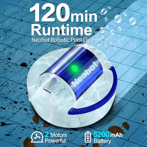 Neobot X1 2024 New Cordless Pool Cleaner, Robotic Pool Vacuum, 120 Mins Maximum Runtime, Dual-Motor, Self-Parking, 5200mAh Battery, Pool Vacuum for above/In Ground Flat Pools Up to 914 Sq Ft