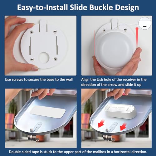 Mailbox Alarm Alert for Delivered Mail - 500ft Wireless Smart Mailbox Alarm Long Range with Led Light and Adjustable Sound Reminders, Mailbox Alert Wireless, Mailboxes for Outside,Mailbox Post