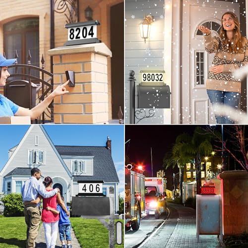 Solar Mailbox Numbers, Solar Mailbox Light Belt With Remote Control, Double Side Illuminated Design Address Numbers for Mailbox LED Acrylics 9 Color Lighting Modes