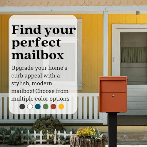 Adoorn Post Mount Mailbox | Large Size - Anti-Theft Locking Mailbox, 15.5" H x 12" W x 18.5" D, Weatherproof Mailboxes for Outside The House