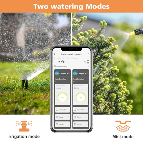 Johgee Smart Sprinkler Timer 2 Zone, WiFi Water Timer for Garden Hose with WiFi Hub, Hose Timers for Watering with Rain Delay, WiFi Irrigation Sprinkler Controller for Garden Lawns, Work with Alexa