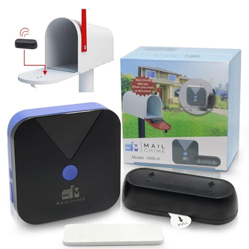 Mail Chime: Mail Alarm - Long Range (500 ft) Wireless Mailbox Alert - LED Light and Sound Alerts 20 Year Proven Brand