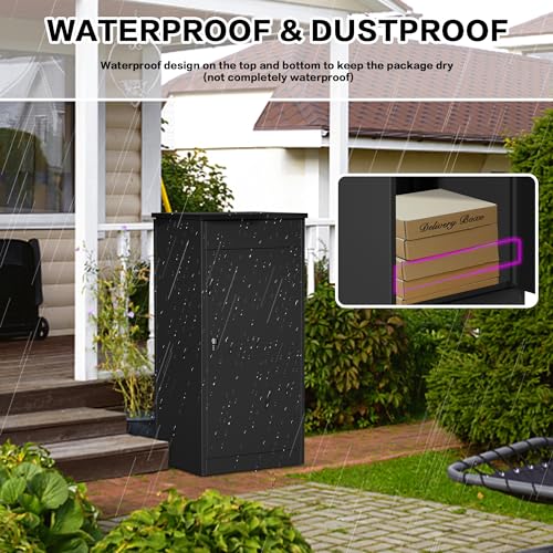 LAYIQDC Package Delivery Boxes for outside,Enlarged 19.7 * 16.1 * 33.5 inches Delivery Box for Packages with Coded Lock,Large Space, Waterproof,Cold-Rolled Steel Drop Box for Porch, Curbside (Small)