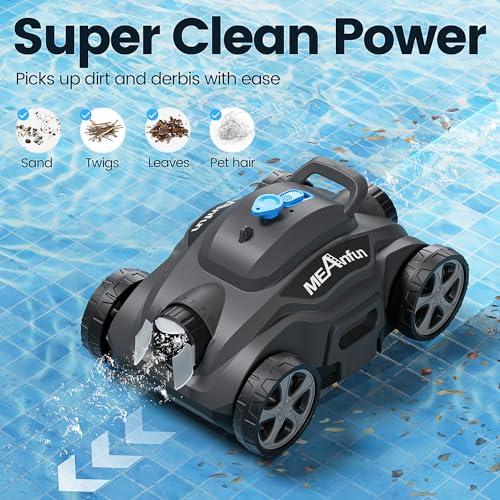 2024 Upgraded Robotic Vacuum Cleaner for Inground Pool, MAX Last 110 Mins & Clean 1076 Sq. Ft for above Ground and Inground Pool Robot - 5800mah Automatic Parking Pools Cleaning Tools Grey