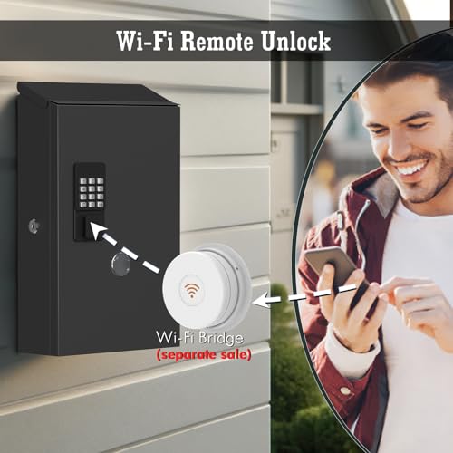 WeHere Mailbox & Key Box 2 in 1 Multi-Purpose Box, Wall Mount Locking Postbox,Key Drop Box with Electronic Lock, One Time Code/APP Bluetooth/Wi-Fi/Fixed Code/Key Unlock, Large Capicity Storage Letter