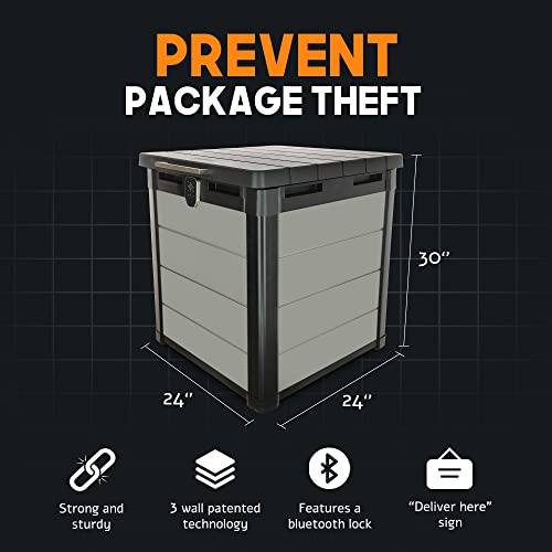 Package Vault- Robust Smart Delivery Box (Package Theft Prevention Solution) (Smart Bluetooth Lock) Great for Outdoor Patios and Porches to Keep Your Packages and Deliveries Safe