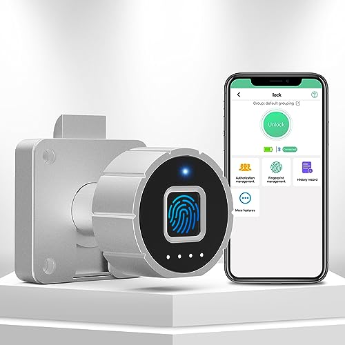 Fingerprint Cabinet Drawer Lock, Biometric Keyless Fingerprint-Bluetooth Lock Smart Safety Hidden Cabinet Lock for File Mailbox Office Furniture - 22mm