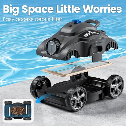 2024 Upgraded Robotic Vacuum Cleaner for Inground Pool, MAX Last 110 Mins & Clean 1076 Sq. Ft for above Ground and Inground Pool Robot - 5800mah Automatic Parking Pools Cleaning Tools Grey