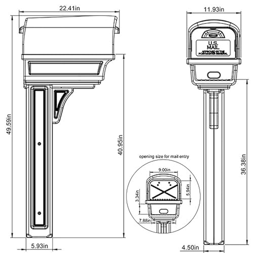 Architectural Mailboxes Gentry Plastic, Dual Access, Mailbox and Post Kit, GGC1B00AM, Black, Large Capacity