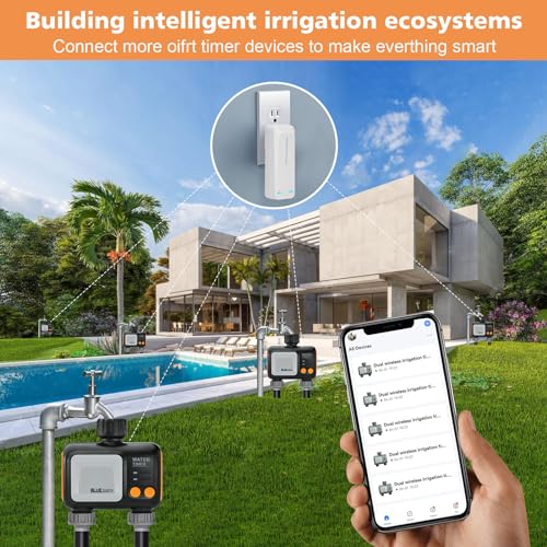 Johgee Smart Sprinkler Timer 2 Zone, WiFi Water Timer for Garden Hose with WiFi Hub, Hose Timers for Watering with Rain Delay, WiFi Irrigation Sprinkler Controller for Garden Lawns, Work with Alexa