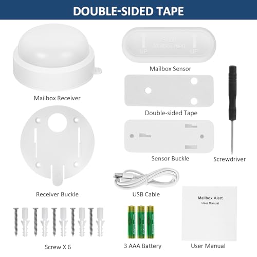 Mailbox Alarm for Delivered Mail - 800ft Wireless Smart Mailbox Alarm with Led Light and Adjustable Sound Reminders, Mailbox Alert Wireless, Mailboxes for Outside (2nd Gen)