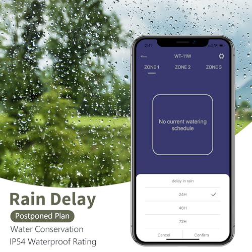 Diivoo WiFi Sprinkler Timer 3 Zone, Smart Water Hose Timer Compatible with Alexa and Google, Remote Control Irrigation Timer, Automatic Manual Watering, Rain Delay, for Garden, Yards and Lawns