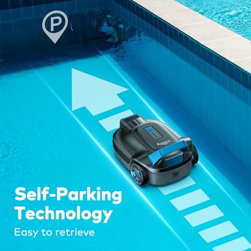 2024 New Upgraded Robotic Pool Vacuum, Cordless Robotic Pool Cleaner, 5000 mAh Lasts Up to 120 Mins, Ideal for Above Ground Pools, Self-Parking, LED Indicator, Efficient Leaf and Debris Removal