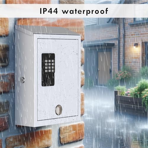 DiDiHere Mailbox with Electronic Lock, Wall Mount Locking Postbox for House, One Time Code/Permanent Code/Spare Key Unlock, Large Capacity for Collect Letter, Key Drop Box, White,Waterproof, 14x4x10in