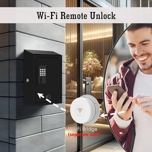 WeHere Mailbox with Electronic Lock, Wall Mount Locking Postbox for House, One Time Code/Permanent code/Spare Key Unlock, Large Capacity for Collect Letters, Key Drop Box, Black, Waterproof, 14x4x10in