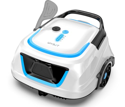 (New Upgraded) WYBOT A1 Cordless Robotic Pool Cleaner, Automatic Pool Vacuum with 120 Mins, Double Filters, LED Indicator, Fast Charging, Ideal for above Ground Flat Pools - White