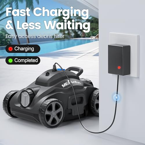 2024 Upgraded Robotic Vacuum Cleaner for Inground Pool, MAX Last 110 Mins & Clean 1076 Sq. Ft for above Ground and Inground Pool Robot - 5800mah Automatic Parking Pools Cleaning Tools Grey