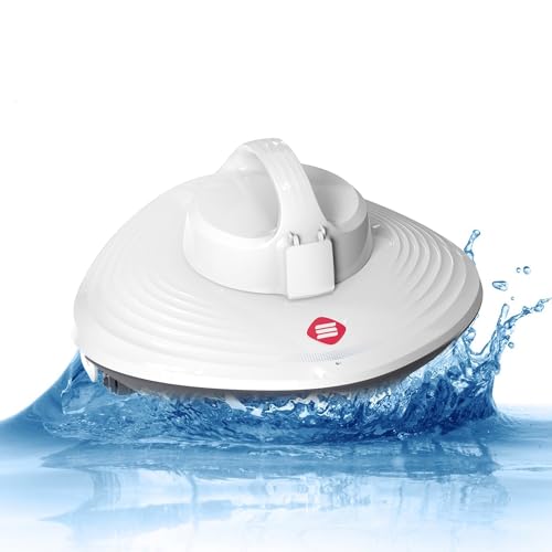 GRENNIX Robot Pool Cleaner - Cordless Robotic Pool Vacuum for above Ground & In-Ground Swimming Pool Self-Docking Automatic Underwater Skimmer with Strong Suction, Top Handle - White