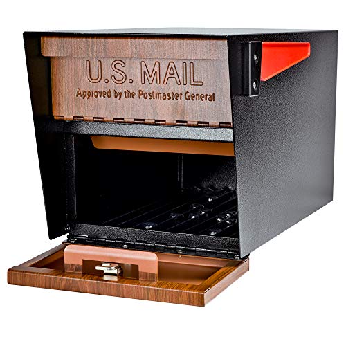 Mail Boss Curbside, Wood Grain 7510 Mail Manager Locking Security Mailbox, Steel, Black