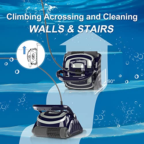 BLWL Robotic Pool Cleaner, Automatic Swimming Pool Vacuum for above/In-ground Pools, Pools up to 55 Ft in Length, Double Top Load Filter Basket, Wall Climbing Including Walls Floor and Water Line