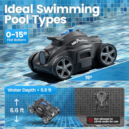 2024 Upgraded Robotic Vacuum Cleaner for Inground Pool, MAX Last 110 Mins & Clean 1076 Sq. Ft for above Ground and Inground Pool Robot - 5800mah Automatic Parking Pools Cleaning Tools Grey