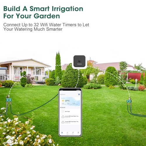 WiFi Water Timer, Smart Sprinkler Timer for Garden Hose Faucet, Programmable Watering Irrigation 2 Outlet Timer with Brass Swivel, APP Control Garden System for Lawns and Yard Compatible with Alexa