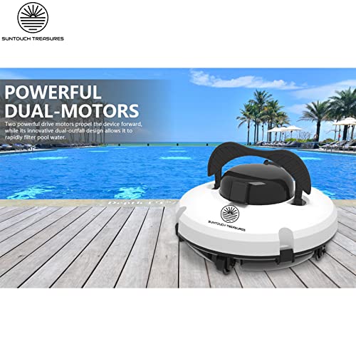 Cordless Robotic Pool Cleaner for above Ground Pool - Automatic Swimming Pool Robot - 2-Motor Powerful Cleaning Vacuum Robots - Rechargeable Robotic Pool Cleaners for Inground Pools Up to 500 Sq.Ft.