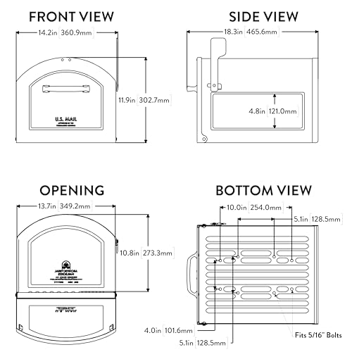 Architectural Mailboxes 950020B-10 Centennial Postmount Mailbox, XL, Black