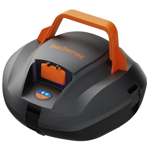 CoasTeering Pool Vacuum for Above Ground Pool, Cordless Robotic Pool Cleaner, Pool Robot Vacuum with Fast Charging, Powerful Suction, Self-Parking, Ideal for Pools up to 850 Sq.ft (Dark&Yellow)