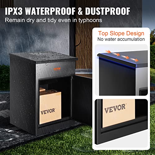 VEVOR Package Delivery Boxes for Outside, Extra Large Mailbox for Parcel Wall Mounted Lockable, Galvanized Steel Parcel Drop Box with Anti-Theft Baffle, IPX3 Waterproof for Porch, Curbside