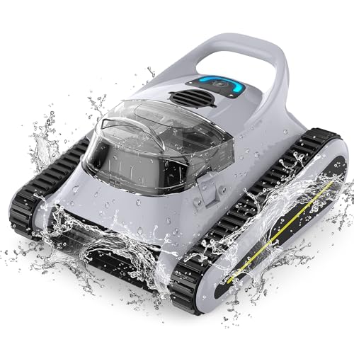 Hunnay Cordless Robotic Pool Cleaner, Pool Vacuum for Inground Pools Lasts 150 Mins Wall Climbing 180W Powerful Suction LED Indicator Self-Parking for Swimming Pools Up to 2,000 sq. ft