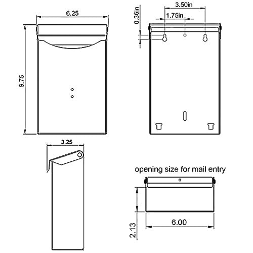Architectural Mailboxes City Classic Galvanized Steel Wall Mount Mailbox, BW1100AM, Black, Small Capacity