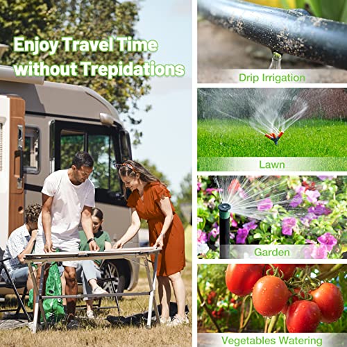 WiFi Water Timer, Smart Sprinkler Timer for Garden Hose Faucet, Programmable Watering Irrigation 2 Outlet Timer with Brass Swivel, APP Control Garden System for Lawns and Yard Compatible with Alexa
