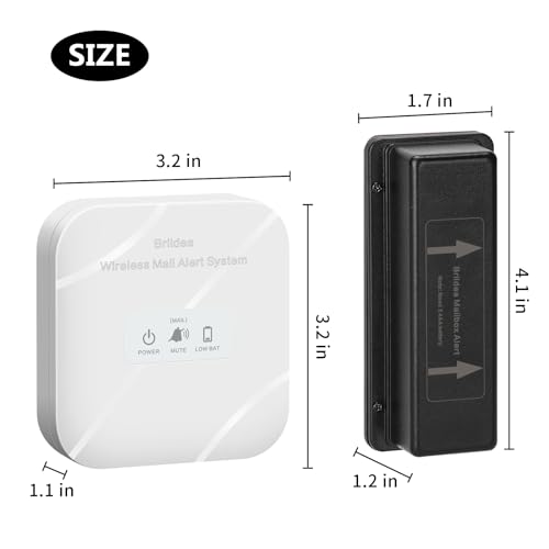 Mailbox Alarm, Briidea 500ft Wireless Mailbox Alert with LED Light Flashing and Sound Reminders, Never Miss a Mail Again