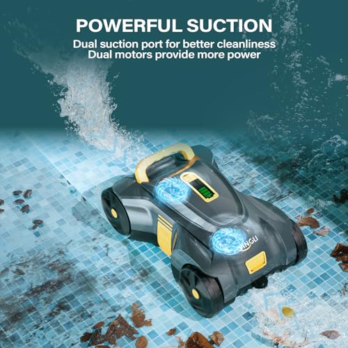 VINGLI Cordless Robotic Pool Vacuum, Automatic Swimming Pool Cleaner for above Ground Pools/Inground Pools Up to 900 Sq.Ft,Battery Pool Sweeper/Auto-docking, Charging for 2 Hour