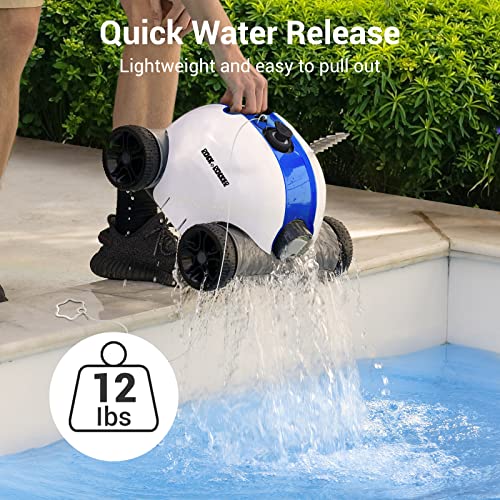Rock&Rocker Cordless Robotic Pool Cleaner, Automatic Pool Vacuum with 60-90 Mins Working Time, Rechargeable Battery, IPX8 Waterproof for Above/In-Ground Swimming Pools Up to 861 Sq Ft