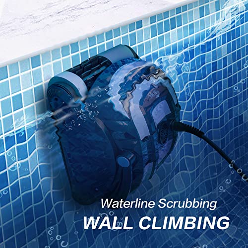 BLWL Robotic Pool Cleaner, Automatic Swimming Pool Vacuum for above/In-ground Pools, Pools up to 55 Ft in Length, Double Top Load Filter Basket, Wall Climbing Including Walls Floor and Water Line