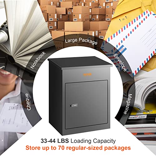 VEVOR Package Delivery Boxes for Outside, Extra Large Mailbox for Parcel Wall Mounted Lockable, Galvanized Steel Parcel Drop Box with Anti-Theft Baffle, IPX3 Waterproof for Porch, Curbside