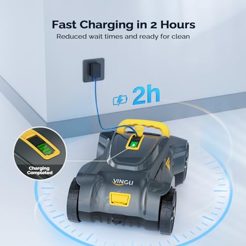 VINGLI Cordless Robotic Pool Vacuum, Automatic Swimming Pool Cleaner for above Ground Pools/Inground Pools Up to 900 Sq.Ft,Battery Pool Sweeper/Auto-docking, Charging for 2 Hour