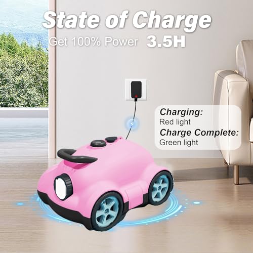 Cordless Robotic Pool Cleaner, BOWEITI Automatic Swimming Pool Vacuum for InGround Pools, 160 min Runtime, for Pools up to 2100 Sq.ft (Pink)
